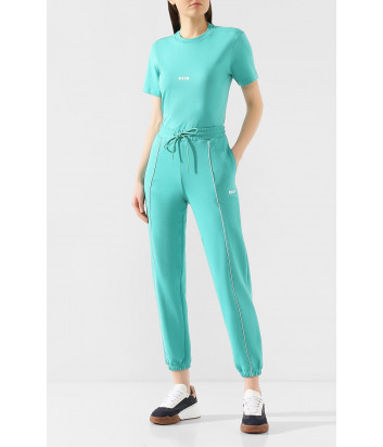 Футболка MSGM 2841MDM225 мятная с логотипом на спине