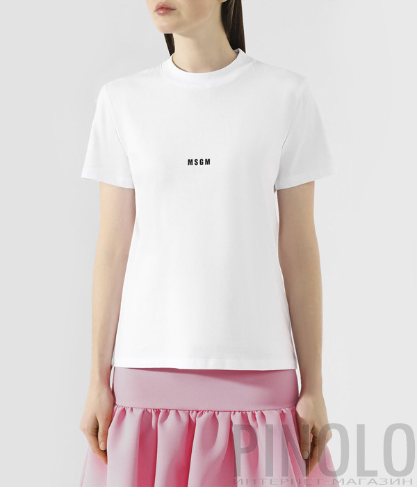 Футболка MSGM 2841MDM100 белая с логотипом