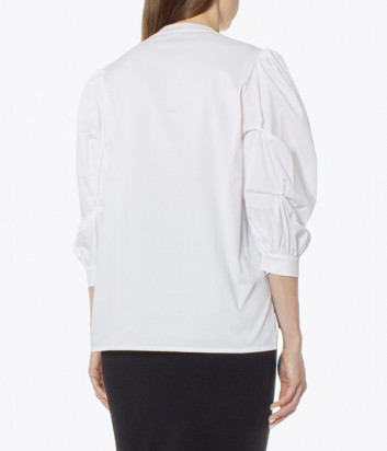 Блуза из хлопка D.EXTERIOR 50584 с рукавами фонариками белая