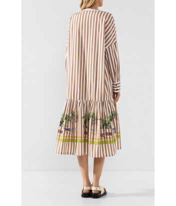 Хлопковое платье ERIKA CAVALLINI P0SV04 в полоску с принтом