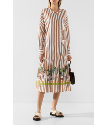 Хлопковое платье ERIKA CAVALLINI P0SV04 в полоску с принтом