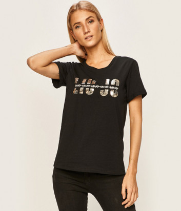 Черная футболка LIU JO TA0023 с логотипом