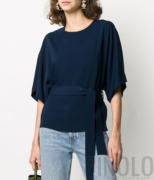 Блуза P.A.R.O.S.H. PANTERS D311221 с поясом синяя