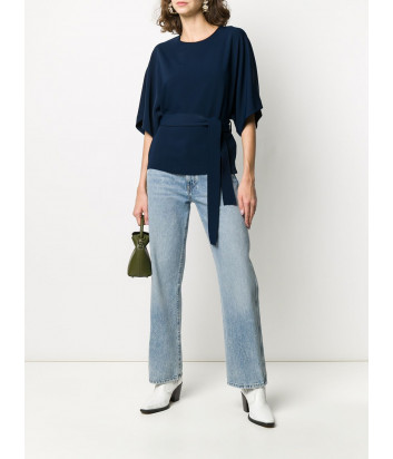 Блуза P.A.R.O.S.H. PANTERS D311221 с поясом синяя