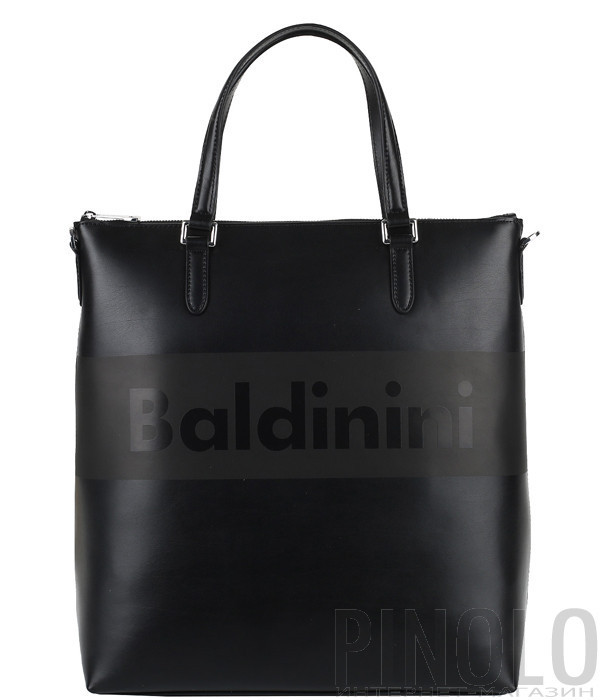Деловая кожаная сумка Baldinini 450042 с надписью бренда черная