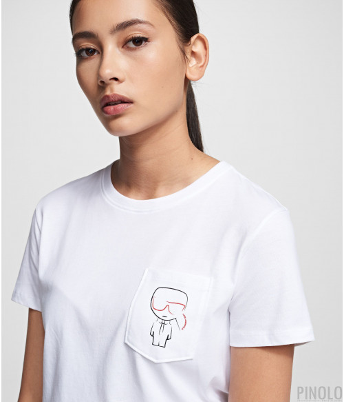 Белая футболка KARL LAGERFELD Ikonik 201W1739 с кармашком