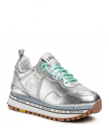 Кожаные кроссовки LIU JO MAXI ALEXA BXX051P0231 серебристые