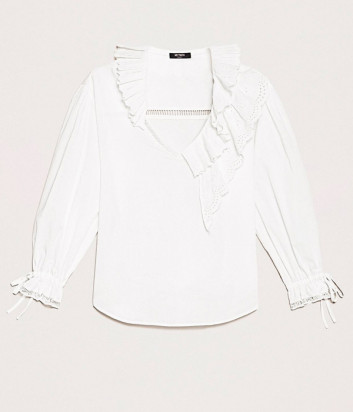 Кремовая блуза TWIN-SET 201MT2091 с оригинальным воротником