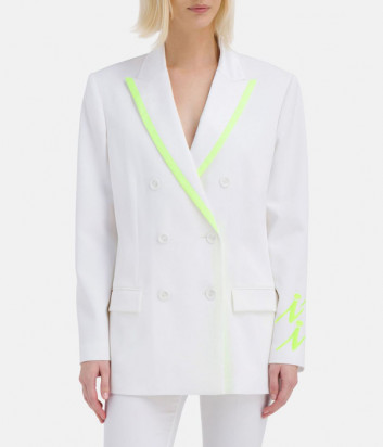 Белый двубортный пиджак ICEBERG L0515219 с салатовыми вставками