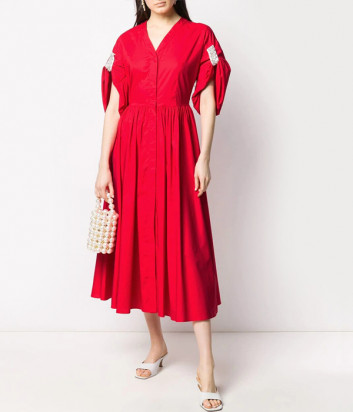 Красное платье VIVETTA H1310650 с отделкой из жемчуга на рукавах