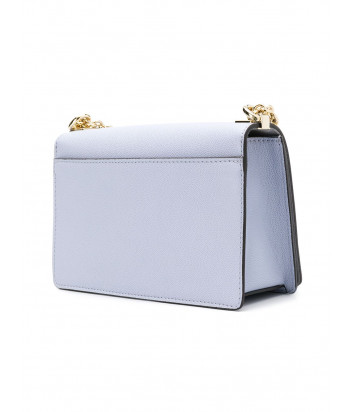 Кожаная сумочка на цепочке Furla Mimi Mini 1007416 с откидным клапаном нежно-голубая