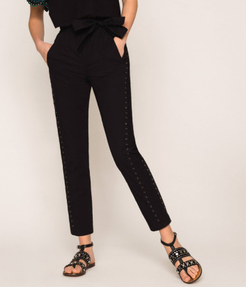 Черные брюки TWIN-SET 201TT2065 с вышивкой