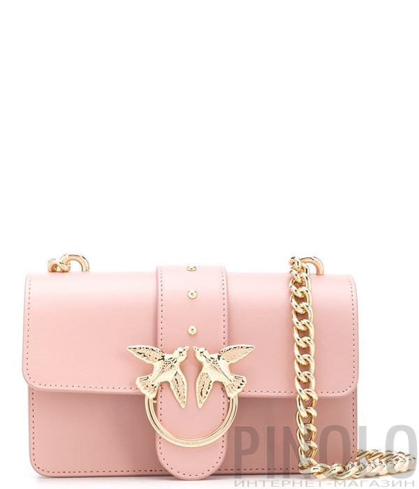 Маленькая сумочка на цепочке PINKO Love Bag 1P21EDY в гладкой коже нежно-розовая