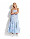 Длинное платье Seafolly 53863-DR в бело-голубую полоску