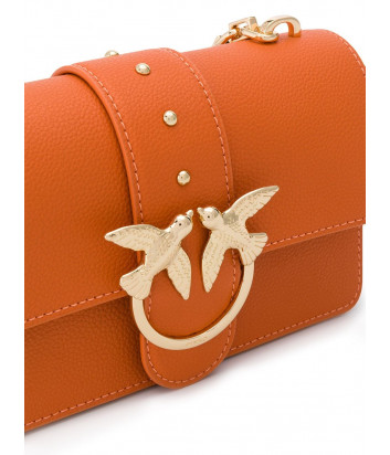 Кожаная сумка PINKO Love Simply 1P21M0 оранжевая с золотистой фурнитурой