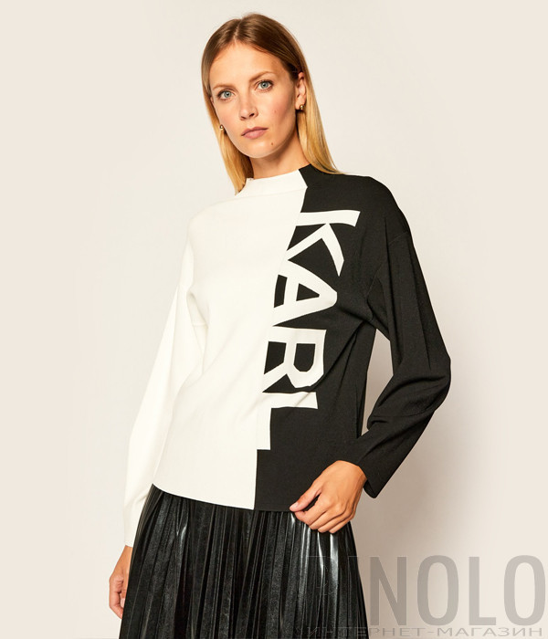 Комбинированный свитер KARL LAGERFELD 205W2003 черно-белый