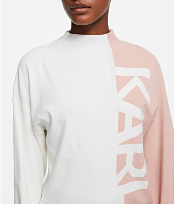 Комбинированный свитер KARL LAGERFELD 205W2003 пудрово-белый