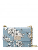 Голубая сумка FURLA 1927 S BAWMACO в коже с тиснением под крокодила с цветочным принтом