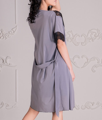 Комплект EFFETTO 0617+0618 халат и сорочка серый