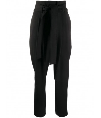 Черные брюки P.A.R.O.S.H. LILIUXY D231033 с высокой талией и поясом