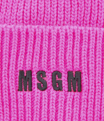 Шапка в рубчик MSGM 2941MDL05 с вышитым логотипом цвета фуксии
