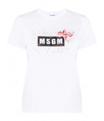 Белая футболка MSGM 2941MDM181 с логотипом