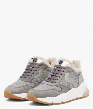 Кожаные кроссовки VOILE BLANCHE Sheel Fur 2015477 на меху серые