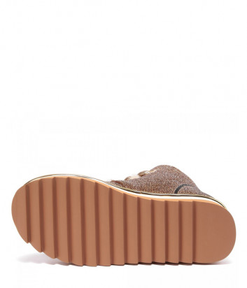 Кожаные ботинки BALDININI 148176 на меху коричневые с декором