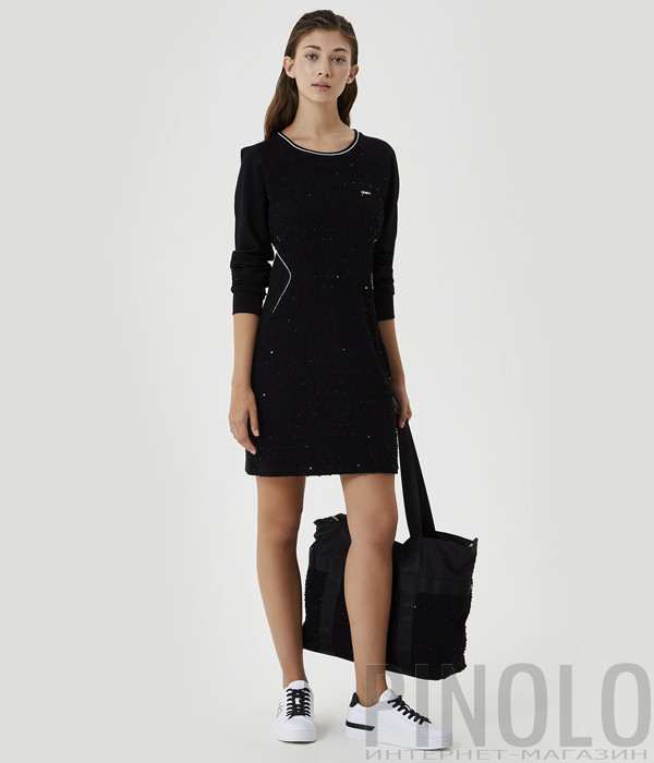 Платье LIU JO Sport TF0148J6084 с вышивкой и аппликациями черное