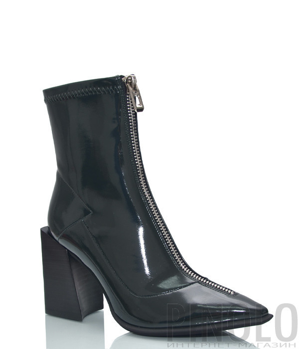 Лаковые ботильоны JEFFREY CAMPBELL La Siren с молнией зеленые