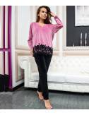 Женский костюм EFFETTO 03112 джемпер и брюки розово-черный