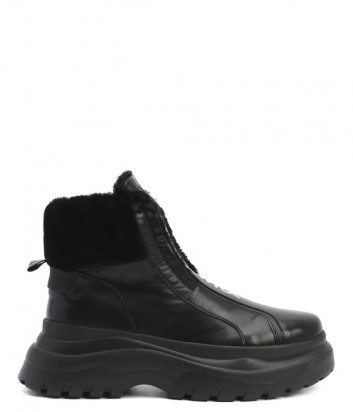 Кожаные ботинки BOGNER 203-K923 на меху черные