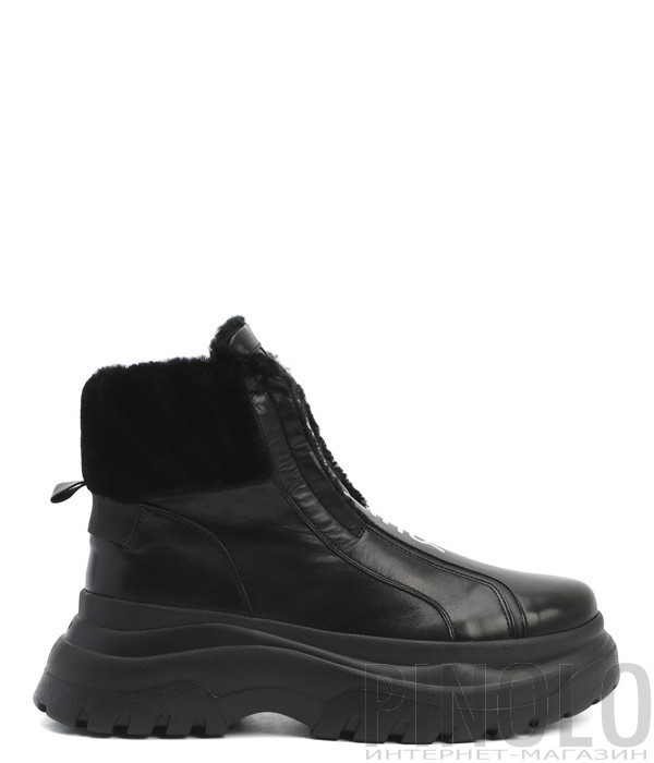 Кожаные ботинки BOGNER 203-K923 на меху черные