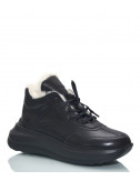 Кожаные кроссовки HELENA SORETTI 0216 черные с белым мехом