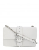 Кожаная сумка PINKO Love Simply 1P21LY белая с серебристой фурнитурой