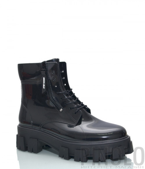 Резиновые ботинки LEMON JELLY RAINA 01 с молнией и на шнурках черные