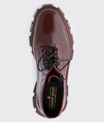 Резиновые ботинки LEMON JELLY RAINA 04 с молнией и на шнурках бордовые