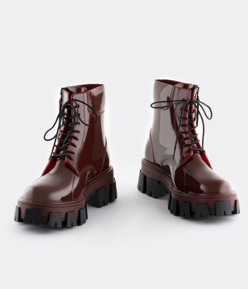 Резиновые ботинки LEMON JELLY RAINA 04 с молнией и на шнурках бордовые
