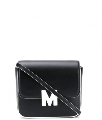 Кожаная сумка через плечо MSGM 2941MDZ706132 с логотипом черная