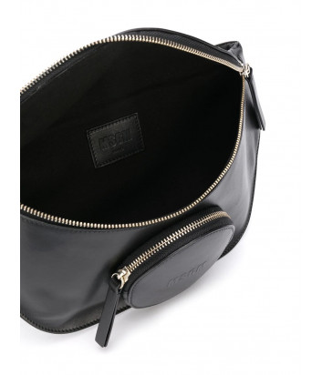 Кожаная поясная сумка MSGM 2940MZ19135 с внешним круглым карманом черная
