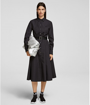 Платье-рубашка KARL LAGERFELD 206W1300 с юбкой А-силуэта черное