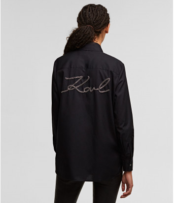 Классическая рубашка KARL LAGERFELD 206W1604 черная с декором на спине
