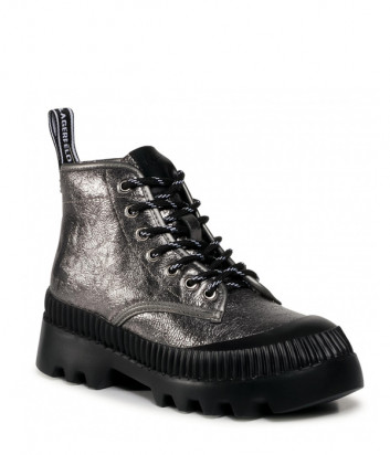 Кожаные ботинки KARL LAGERFELD KL45230 на грубой подошве серебристые