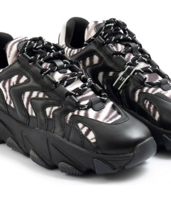 Комбинированные кроссовки ASH Extreme Combo 002 черные и принт зебры