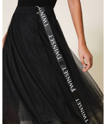 Пышная юбка TWIN-SET 202TT2T56 черная с логотипом