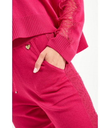 Трикотажный костюм TWIN-SET 202TP3382/84 с кружевными вставками розовый