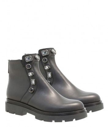 Кожаные ботинки-челси TOSCA BLU SF2024S461 черные с декором