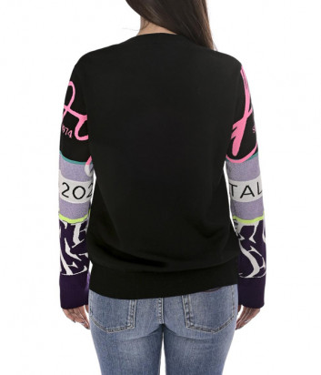 Женский свитер ICEBERG A0037010 черный с цветными рукавами