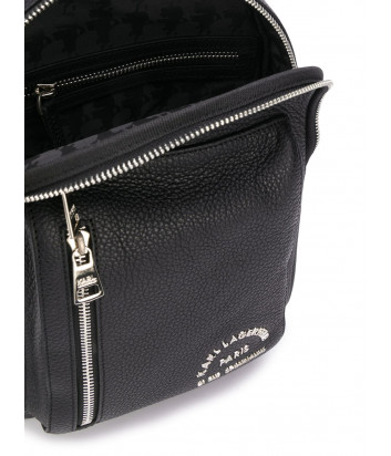 Маленький кожаный рюкзак KARL LAGERFELD 815904 502451 с внешними карманами черный