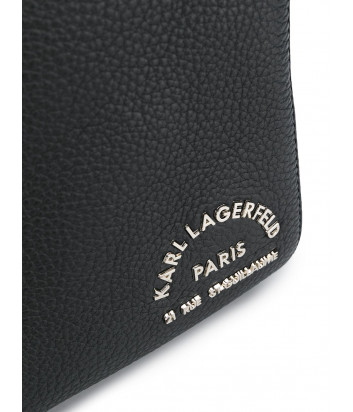 Маленький кожаный рюкзак KARL LAGERFELD 815904 502451 с внешними карманами черный